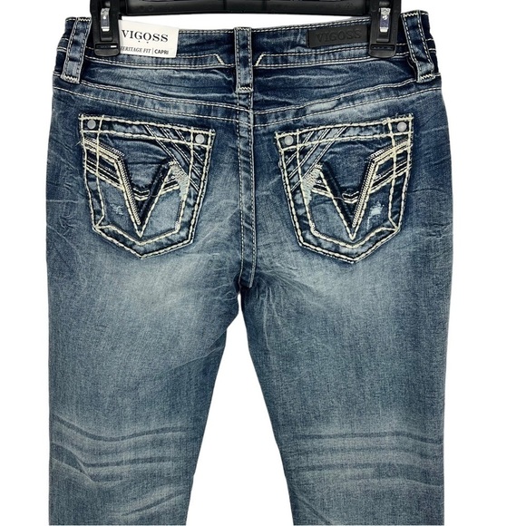 NWT VIGOSS HERITAGE FIT Women’s Blue Jean Capris Sz 2 Medium Wash Stretch Pocket - Picture 4 of 14